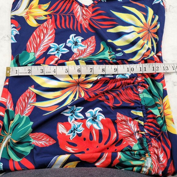 Shein Tropical Floral Maxi Halter Dress with Adjustable Tie & Side Slit Size S - Picture 10 of 12